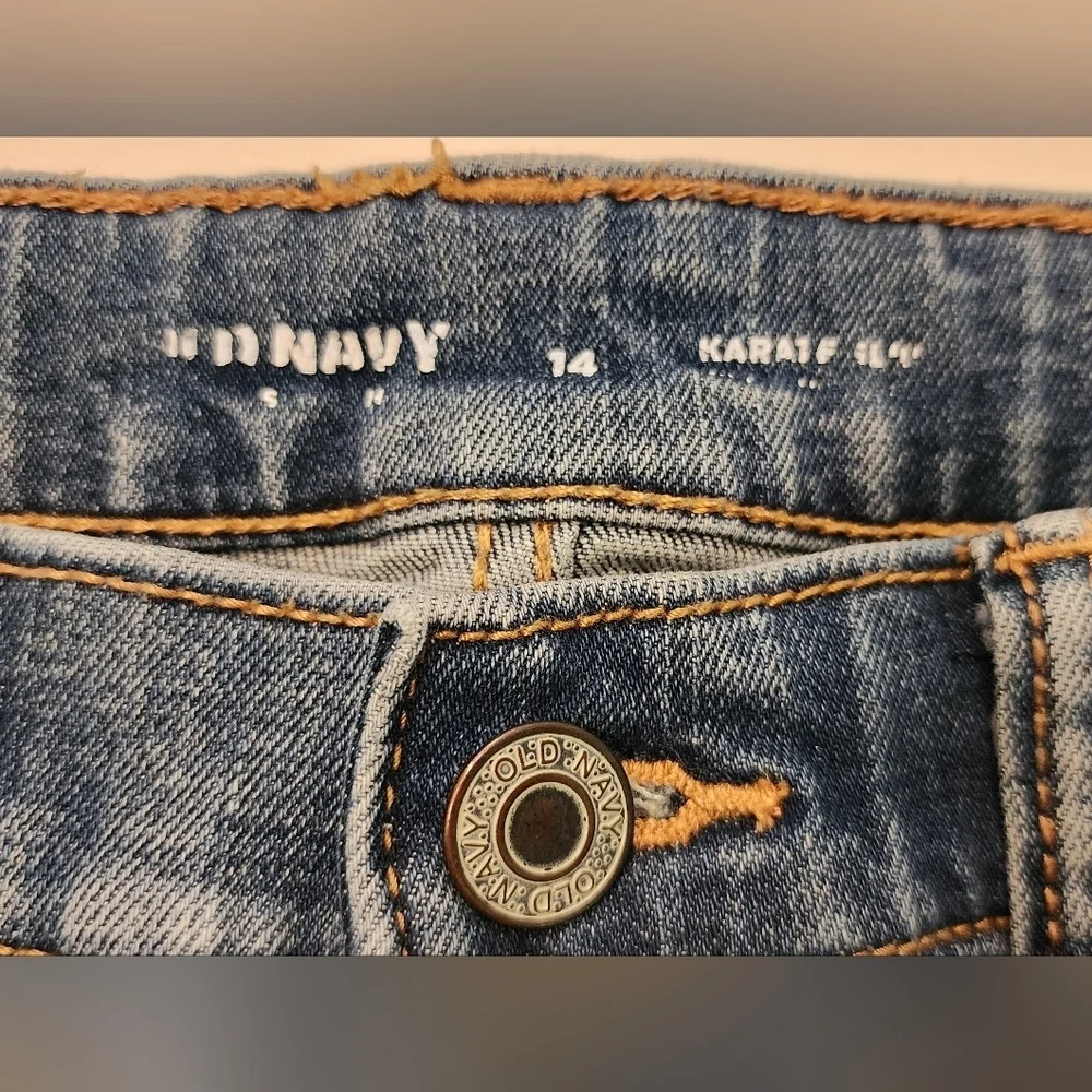 Old Navy Kids Karate Mid Rise Stretch Denim Blue Jeans Regular Unisex Size 14